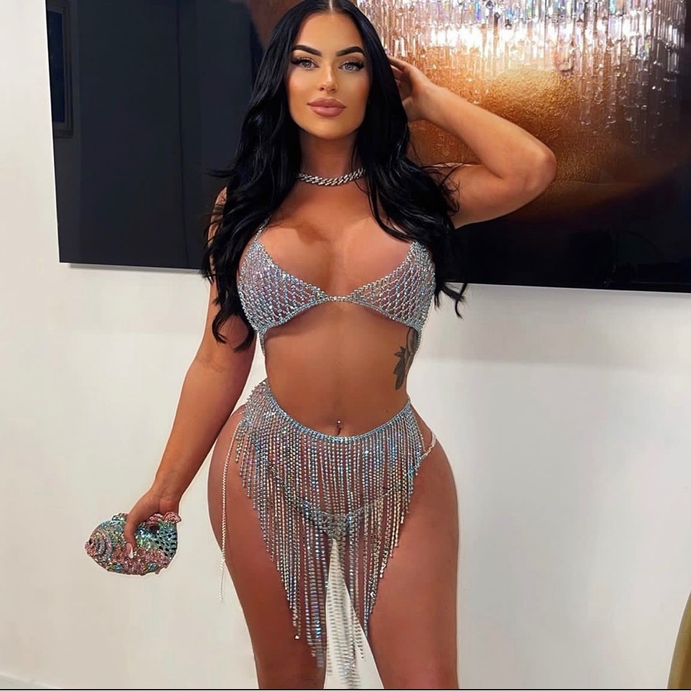 Cassie 3pcs Crystal Bikini Set (Blue)